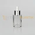 30 ml Toptan Premium Cam Damlalıklı Dropper Şişe Metal Gümüş Beyaz Damlalık Takımlı