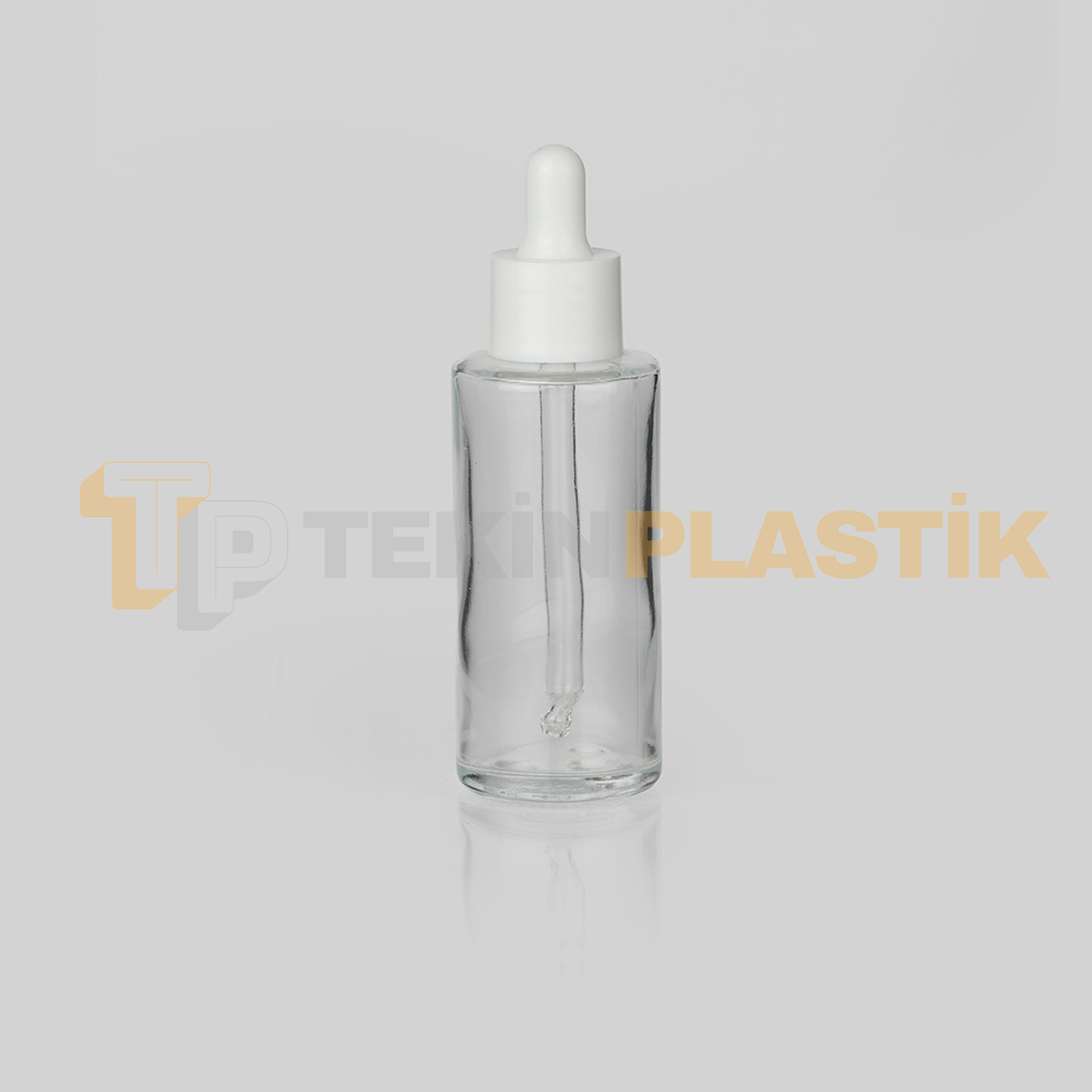 60 ml Toptan Premium Cam Damlalıklı Dropper Şişe Beyaz Damlalık Takımlı