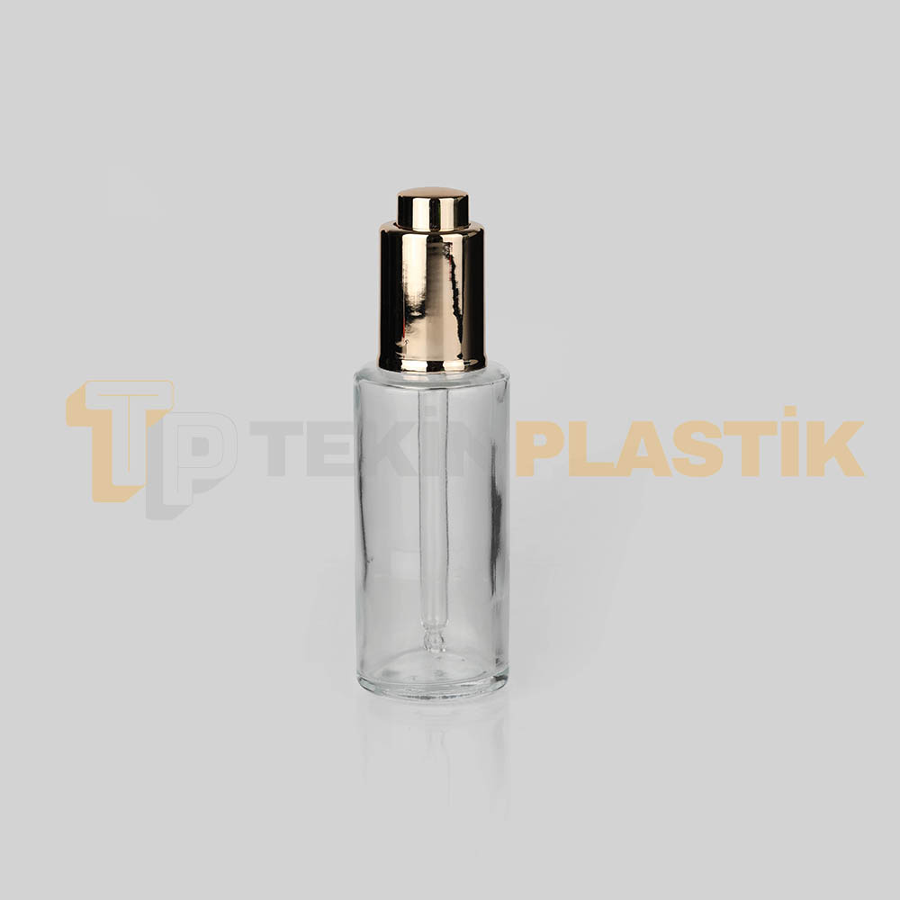 60 ml Toptan Premium Cam Damlalıklı Dropper Şişe Lüx Gold Damlalık Takımlı