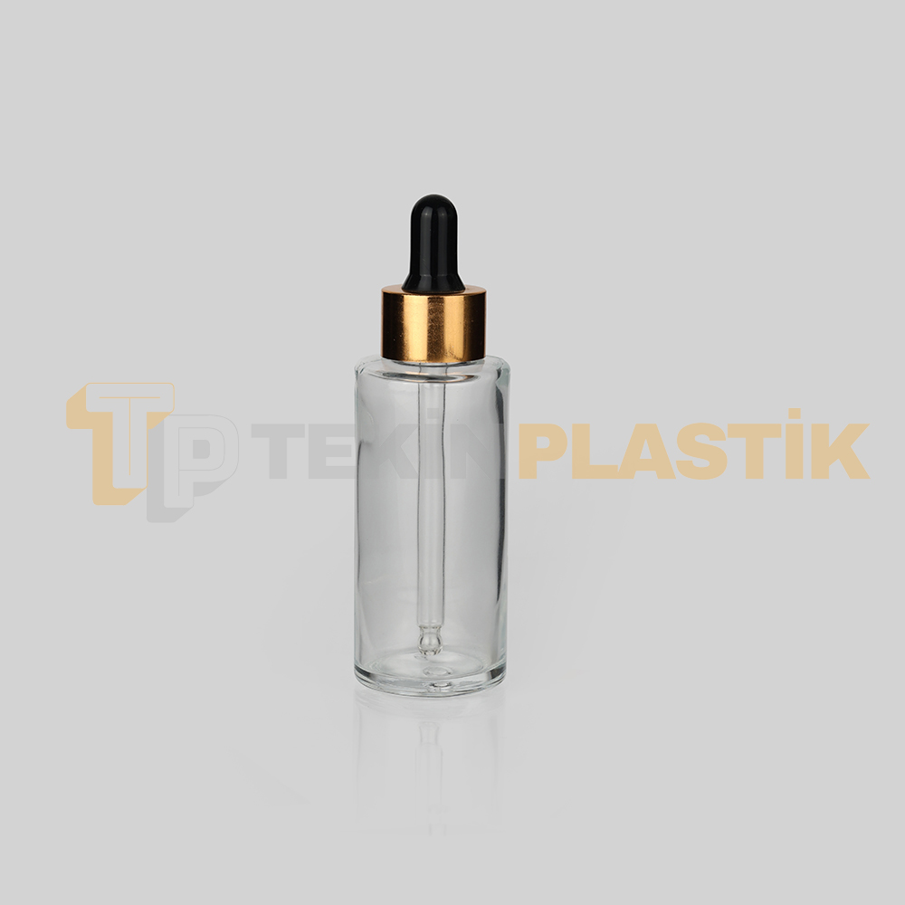 60 ml Toptan Premium Cam Damlalıklı Dropper Şişe Metal Gold Siyah Damlalık Takımlı