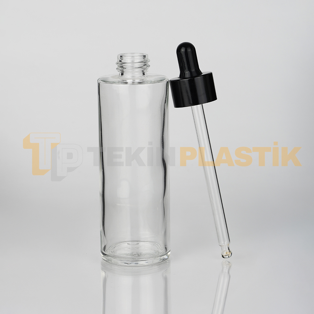 90 ml Toptan Premium Cam Damlalıklı Dropper Şişe Metal Siyah Damlalık Takımlı