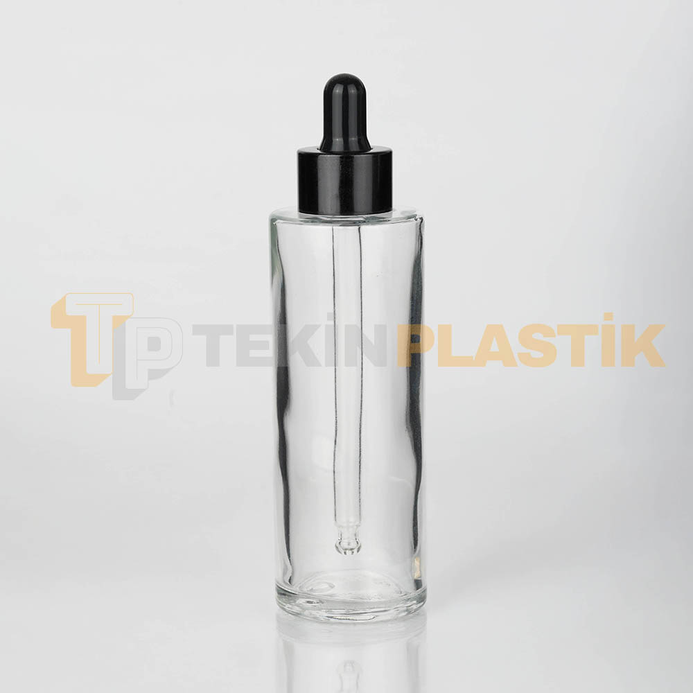 90 ml Toptan Premium Cam Damlalıklı Dropper Şişe Metal Siyah Damlalık Takımlı