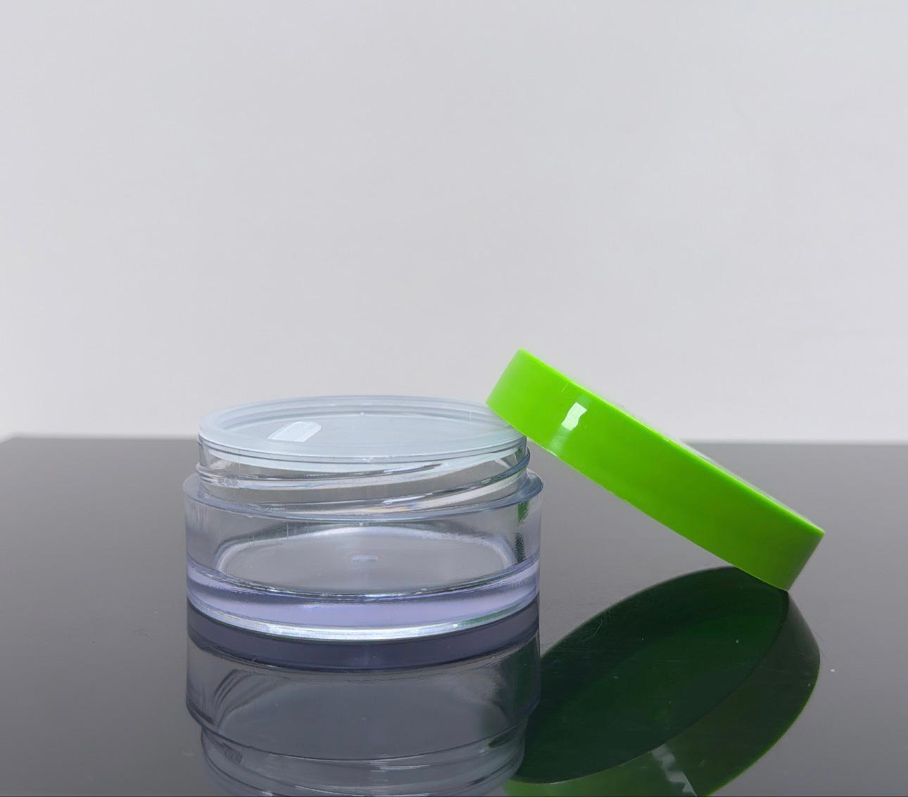 50 ml Şeffaf Yeşil Kapaklı Tıpalı Akrilik Kavanoz