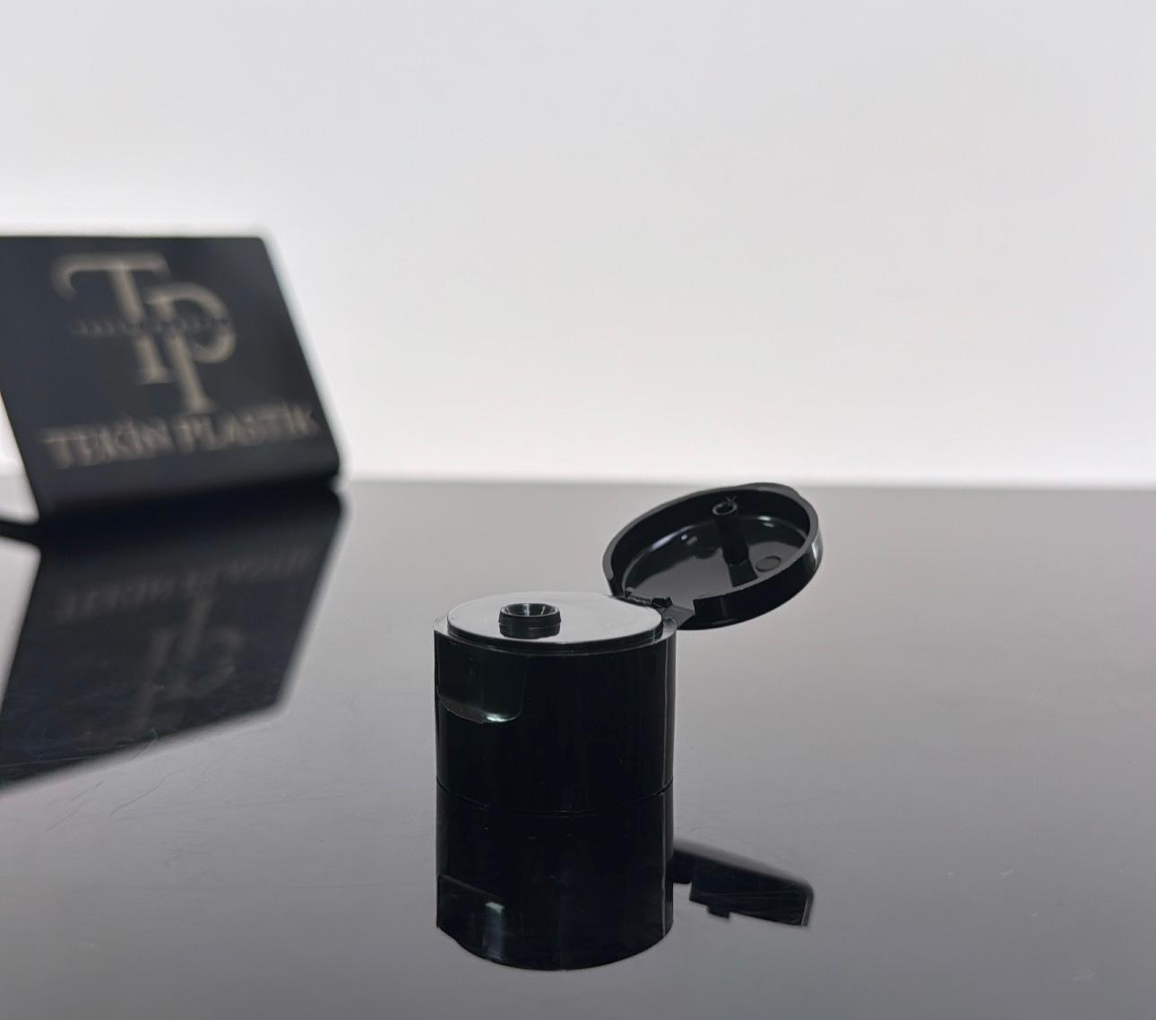 24 mm Siyah Fliptop Açmalı Şampuan Kapak
